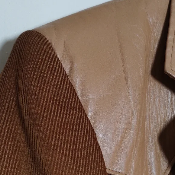 Vintage Pioneer Wear Camel Brown Corduroy Blazer with Tan Leather Accents - Picture 7 of 12